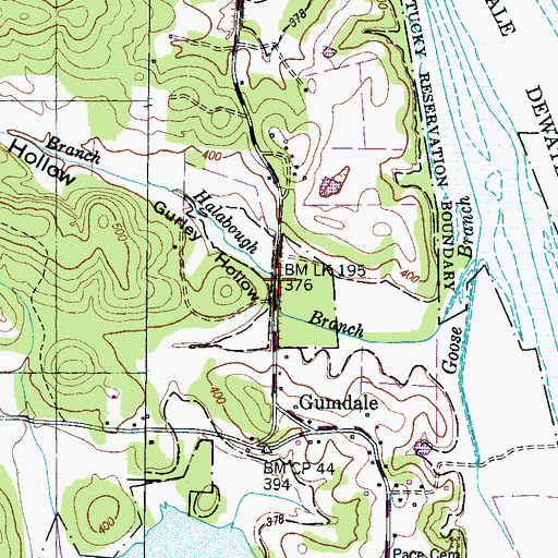 Topographic Map of Gurley Hollow, TN