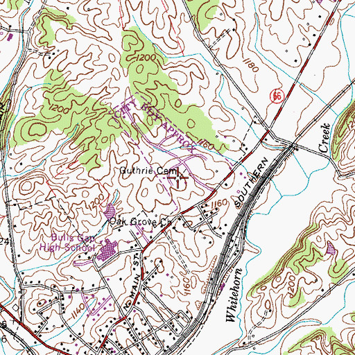 Topographic Map of Guthrie Cemetery, TN