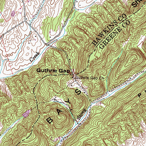 Topographic Map of Guthrie Gap, TN