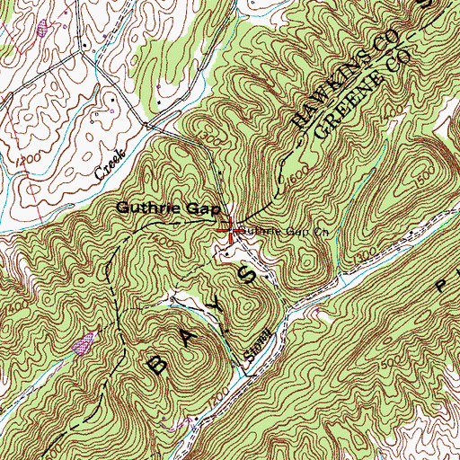 Topographic Map of Guthrie Gap Church, TN