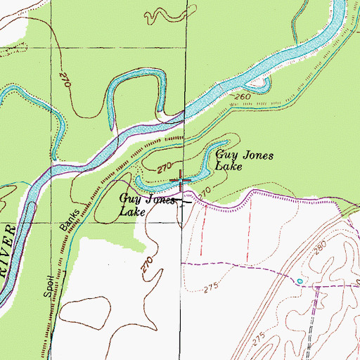 Topographic Map of Guy Jones Lake, TN