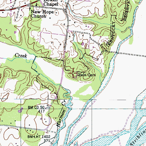 Topographic Map of Gwin Cemetery, TN