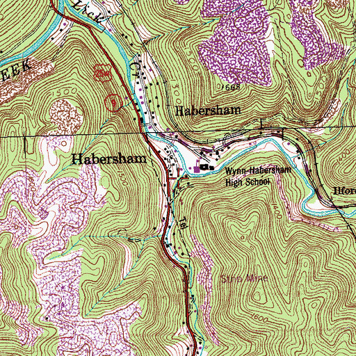 Topographic Map of Habersham, TN