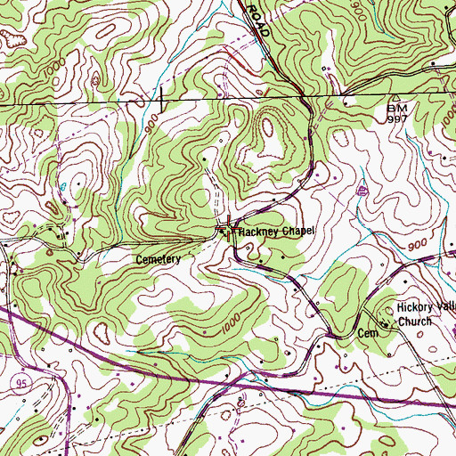 Topographic Map of Hackney Chapel African Methodist Episcopal Zion Church, TN