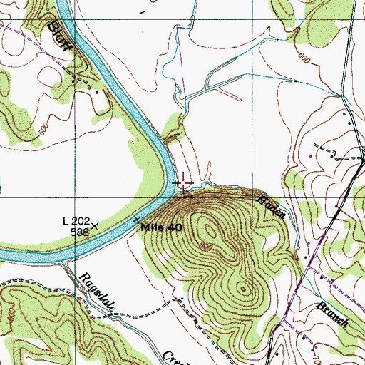 Topographic Map of Haden Branch, TN