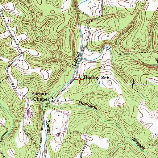 Topographic Map of Hadley School, TN