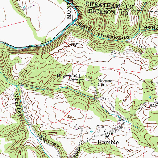 Topographic Map of Hagewood Cemetery, TN