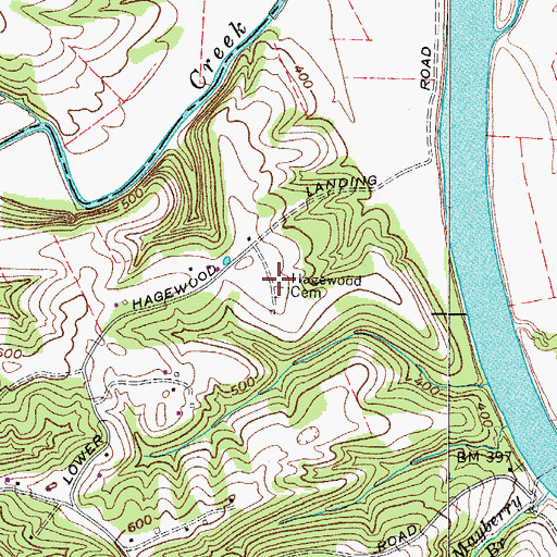 Topographic Map of Hagewood Cemetery, TN