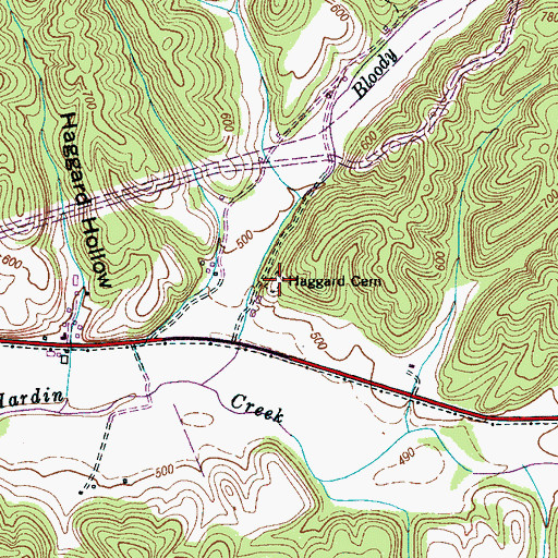 Topographic Map of Haggard Cemetery, TN