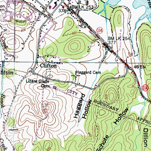 Topographic Map of Haggard Cemetery, TN