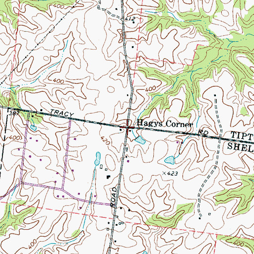 Topographic Map of Hagys Corner, TN