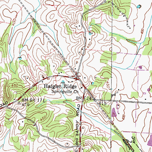 Topographic Map of Haigler Ridge, TN