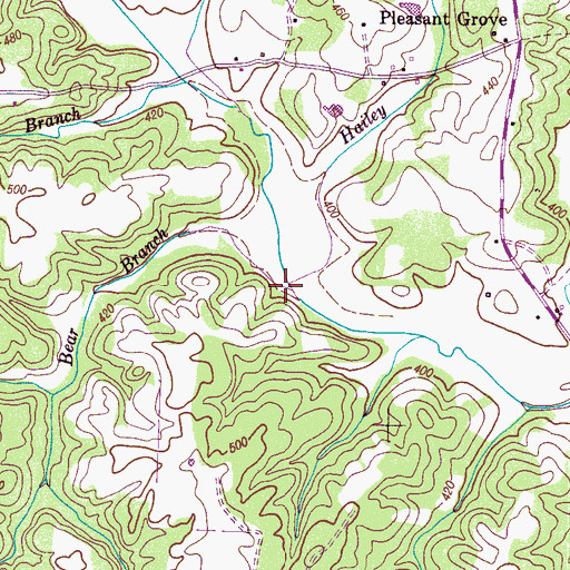Topographic Map of Hailey Branch, TN