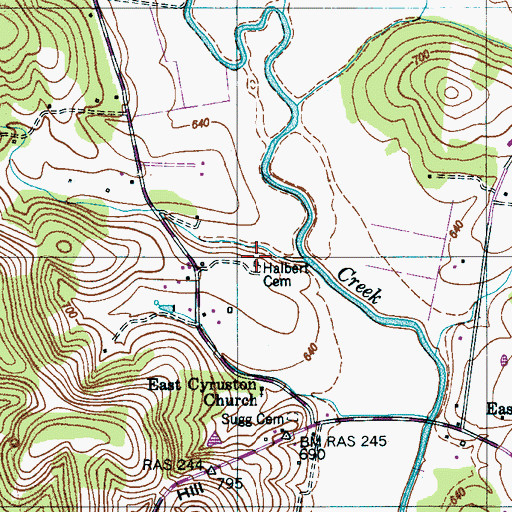Topographic Map of Halbert Cemetery, TN