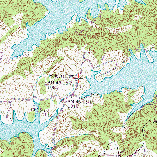 Topographic Map of Halbert Cemetery, TN