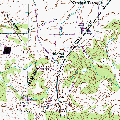 Topographic Map of Halbrook Cemetery, TN