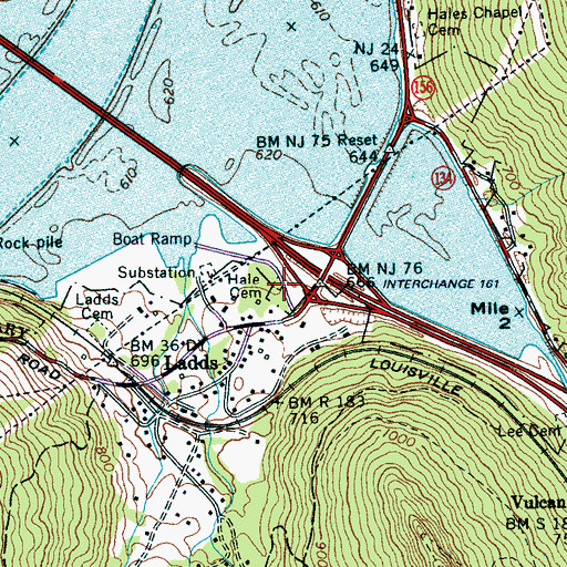 Topographic Map of Hale Cemetery, TN