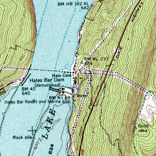 Topographic Map of Hale Cemetery, TN