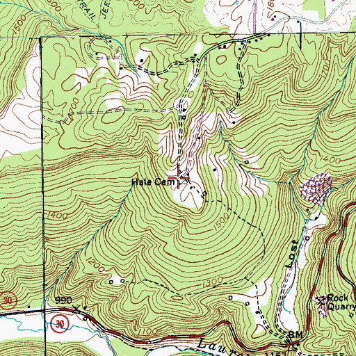 Topographic Map of Hale Cemetery, TN