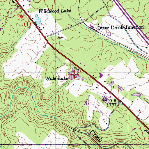 Topographic Map of Hale Lake, TN