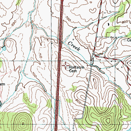 Topographic Map of Haleacre Cemetery, TN