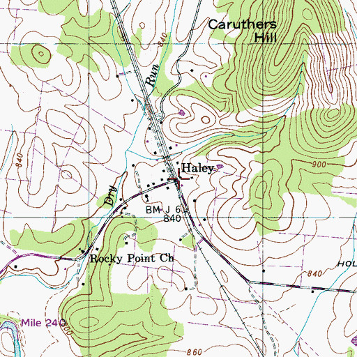 Topographic Map of Haley, TN