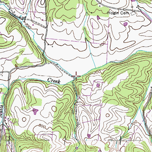 Topographic Map of Haley Branch, TN