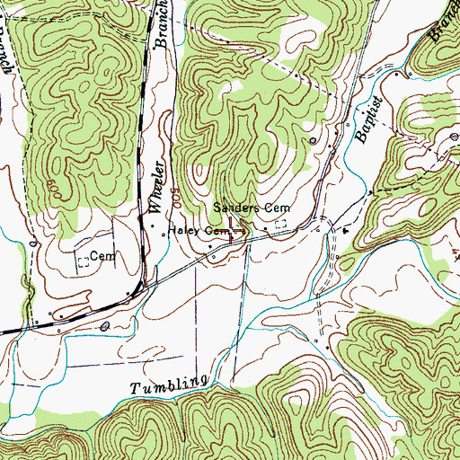 Topographic Map of Haley Cemetery, TN