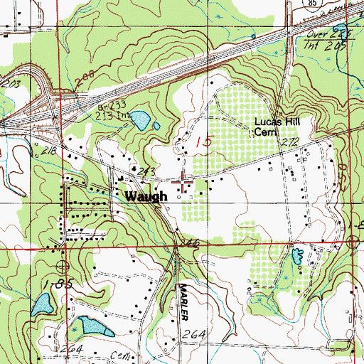 Topographic Map of Waugh, AL