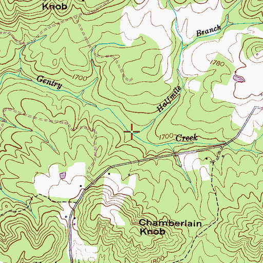 Topographic Map of Halfmile Branch, TN