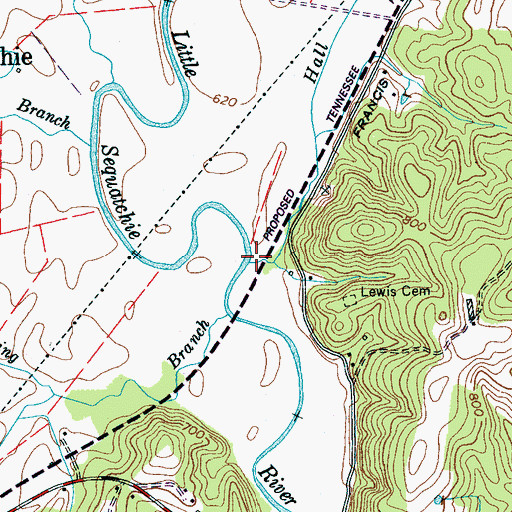 Topographic Map of Hall Branch, TN