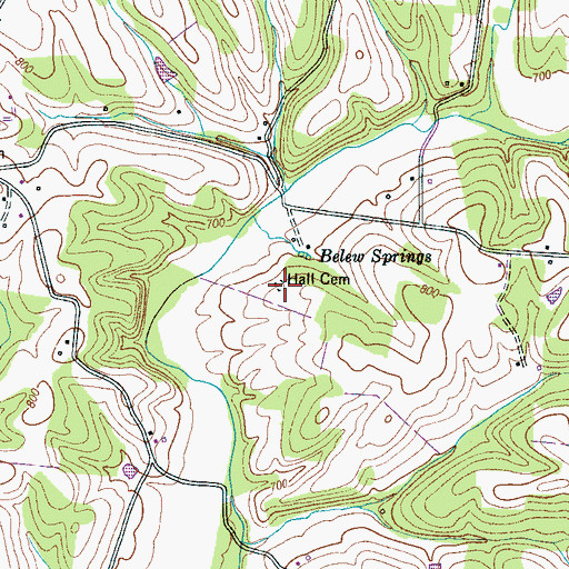 Topographic Map of Hall Cemetery, TN