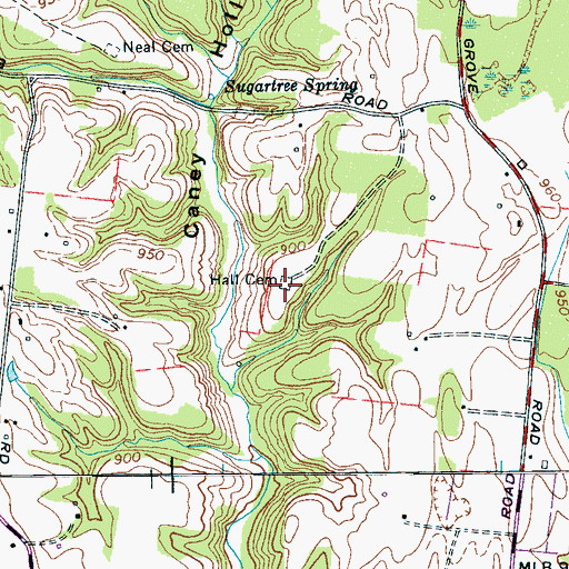 Topographic Map of Hall Cemetery, TN