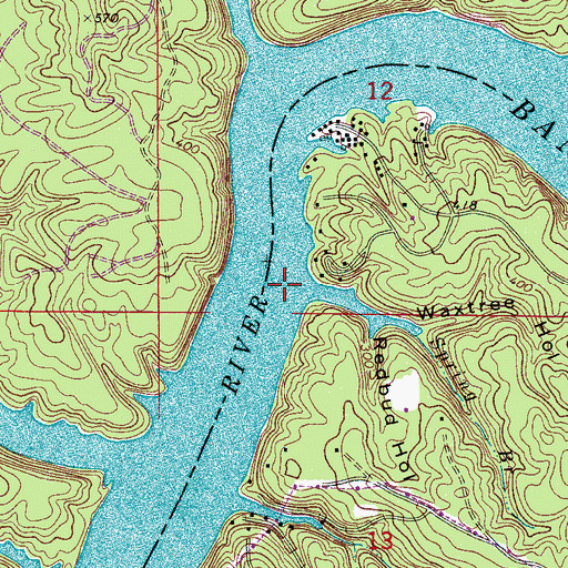 Topographic Map of Waxtree Hollow, AL