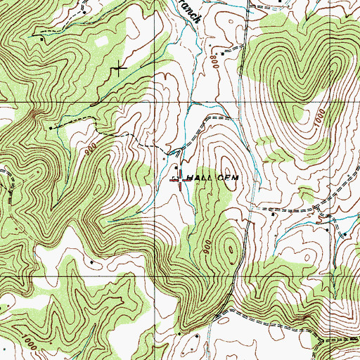 Topographic Map of Hall Cemetery, TN