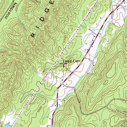 Topographic Map of Hall Cemetery, TN