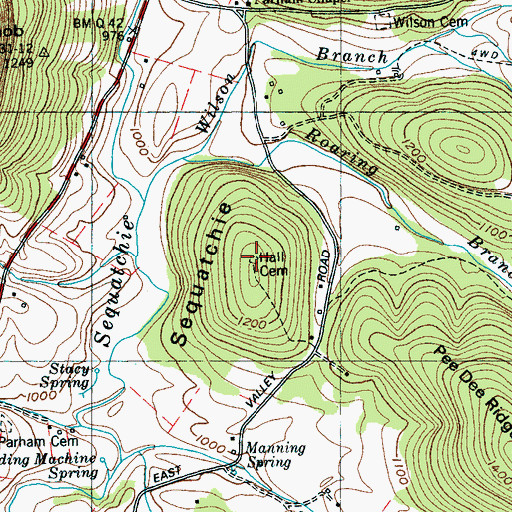Topographic Map of Hall Cemetery, TN