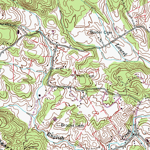 Topographic Map of Hall Cemetery, TN