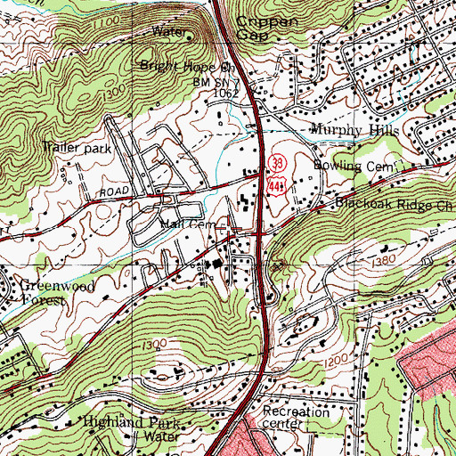 Topographic Map of Hall Cemetery, TN