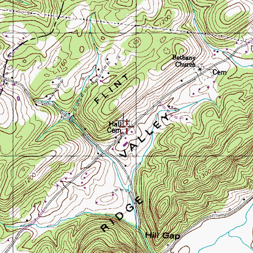Topographic Map of Hall Cemetery, TN