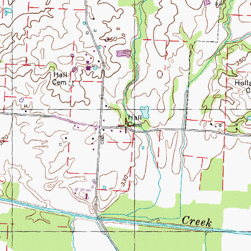 Topographic Map of Hall Cemetery, TN