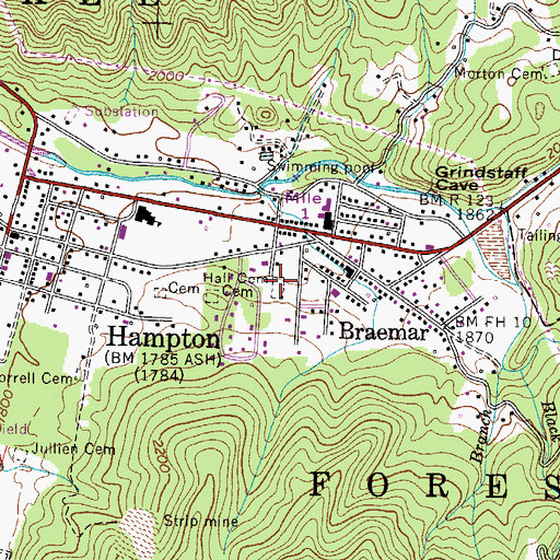 Topographic Map of Hall Cemetery, TN