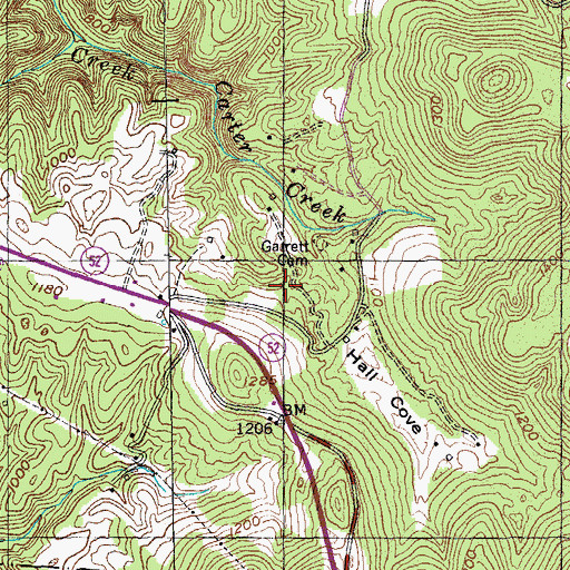 Topographic Map of Hall Cove, TN