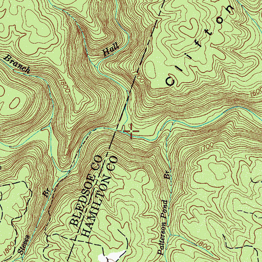 Topographic Map of Hall Creek, TN