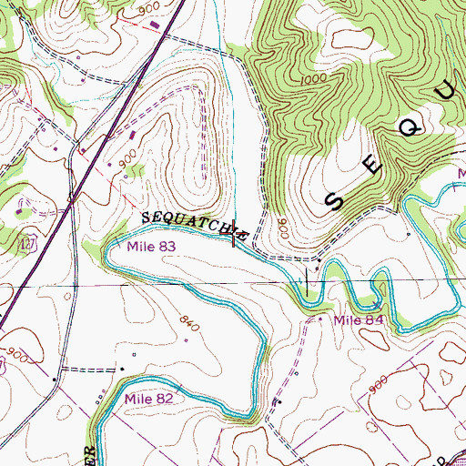 Topographic Map of Hall Creek, TN