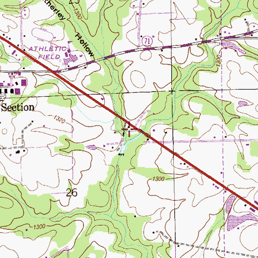 Topographic Map of Weatherley Hollow, AL