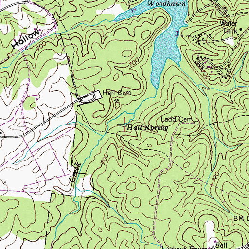 Topographic Map of Hall Spring, TN