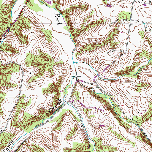 Topographic Map of Hall Town Creek, TN