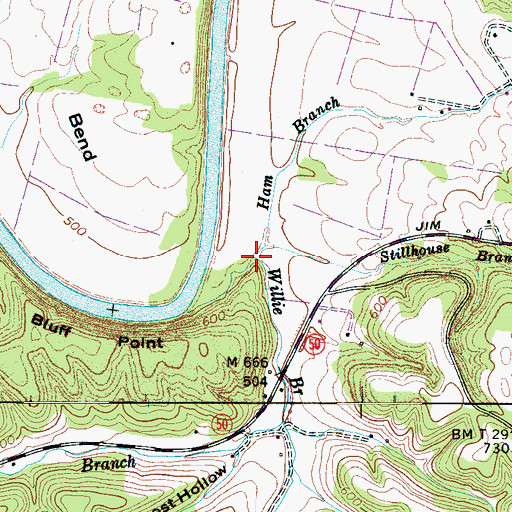Topographic Map of Ham Branch, TN