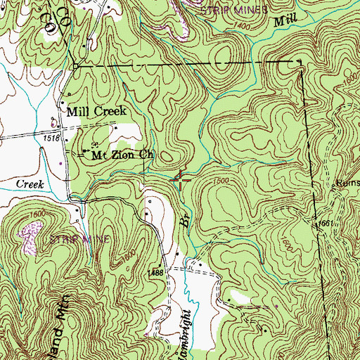 Topographic Map of Hambright Branch, TN